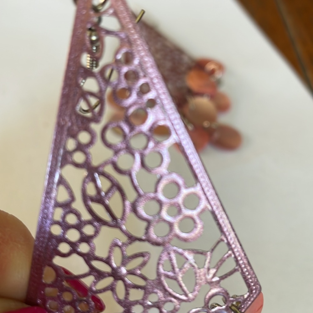 Vintage Pink Fishhook Dangles - Picture 3 of 5